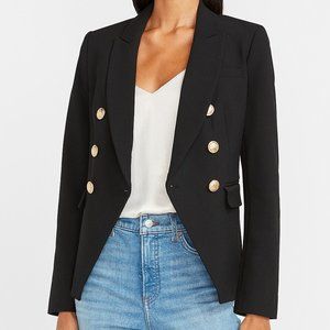 Express Soft & Sleek Double Breasted Novelty Button Black Blazer Size 2